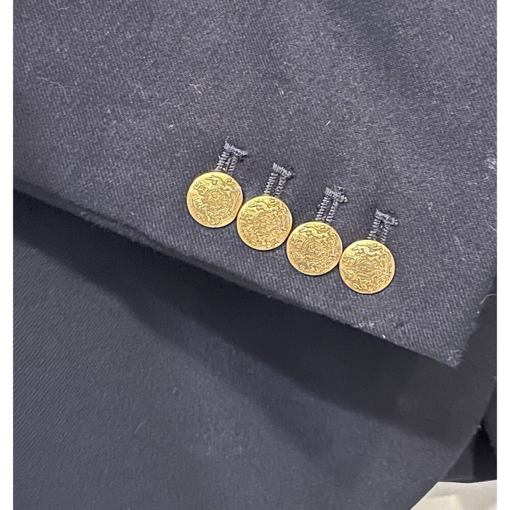 J Crew Wool Blend Gold Buttons Blazer Stretch Jacket Womens 6 Navy Blue Preppy - Picture 3 of 7